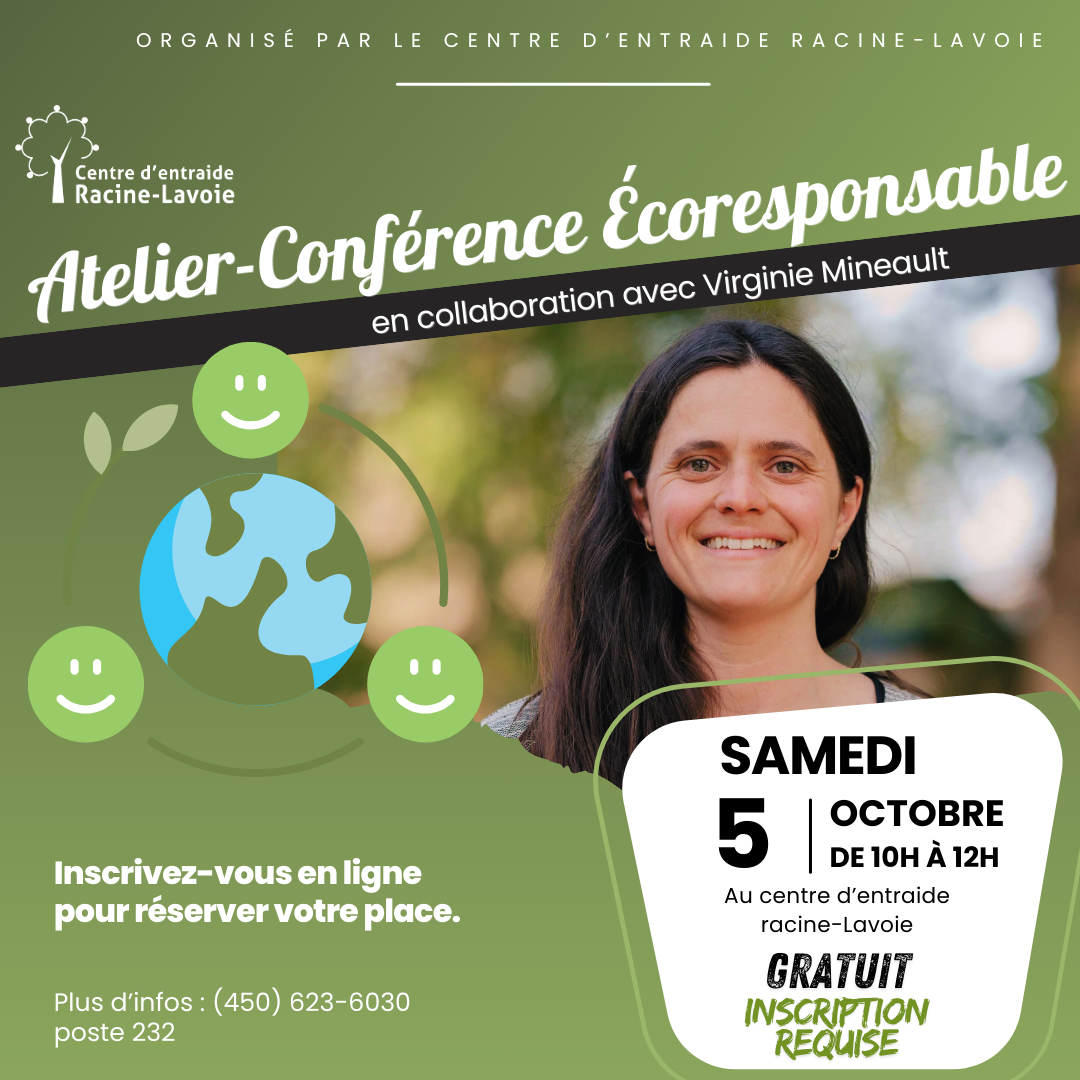 atelier écoresponsable 5 octobre centre d'entraide racine lavoie